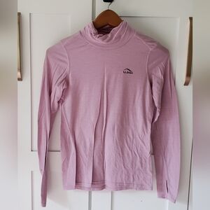 L.L. Bean Shirt Womens XS Lavender Merino Wool Soft Knit Lightweight Turtleneck